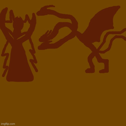 Cave painting depicting the Devil with Three Heads and the Breaker of Worlds. | made w/ Imgflip meme maker