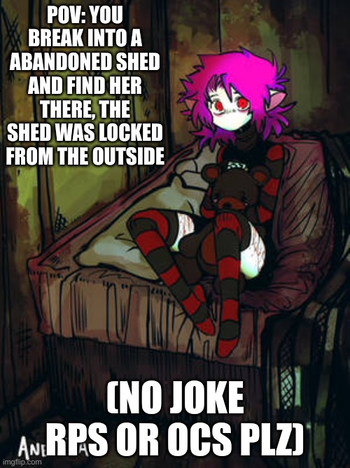 Weirdcore rp | POV: YOU BREAK INTO A ABANDONED SHED AND FIND HER THERE, THE SHED WAS LOCKED FROM THE OUTSIDE; (NO JOKE RPS OR OCS PLZ) | image tagged in rp | made w/ Imgflip meme maker