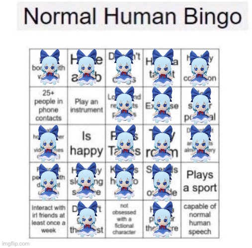 The | image tagged in normal human bingo | made w/ Imgflip meme maker