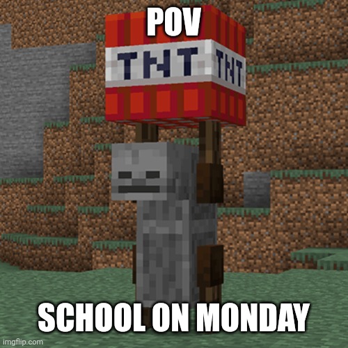 Tnt yeeter | POV; SCHOOL ON MONDAY | image tagged in tnt yeeter | made w/ Imgflip meme maker