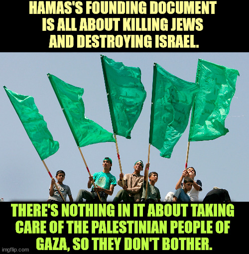 They're no good at administration, being more interested in corruption and massacres. | HAMAS'S FOUNDING DOCUMENT 
IS ALL ABOUT KILLING JEWS 
AND DESTROYING ISRAEL. THERE'S NOTHING IN IT ABOUT TAKING 
CARE OF THE PALESTINIAN PEOPLE OF 
GAZA, SO THEY DON'T BOTHER. | image tagged in hamas,terrorists,corruption,incompetence,massacre,murder | made w/ Imgflip meme maker