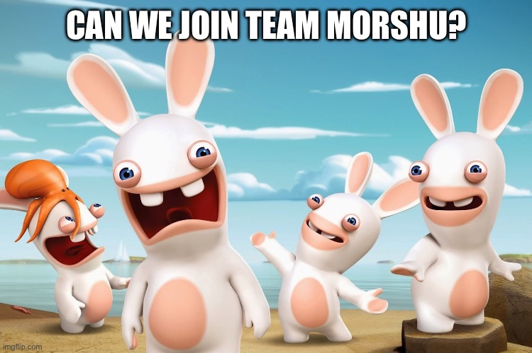 Rabbids Invasion | CAN WE JOIN TEAM MORSHU? | image tagged in rabbids invasion | made w/ Imgflip meme maker