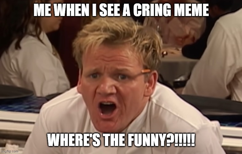 lol | ME WHEN I SEE A CRING MEME; WHERE'S THE FUNNY?!!!!! | image tagged in where is the lamb sauce | made w/ Imgflip meme maker