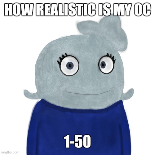 For m I give it a 45, it has frabic and shading | HOW REALISTIC IS MY OC; 1-50 | image tagged in blueworld twitter | made w/ Imgflip meme maker