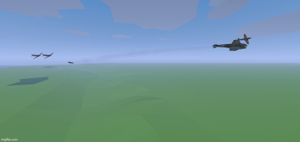Fighters from the newly liberated France shoot down a German bomber over Belgium, 1948 colourized | made w/ Imgflip meme maker