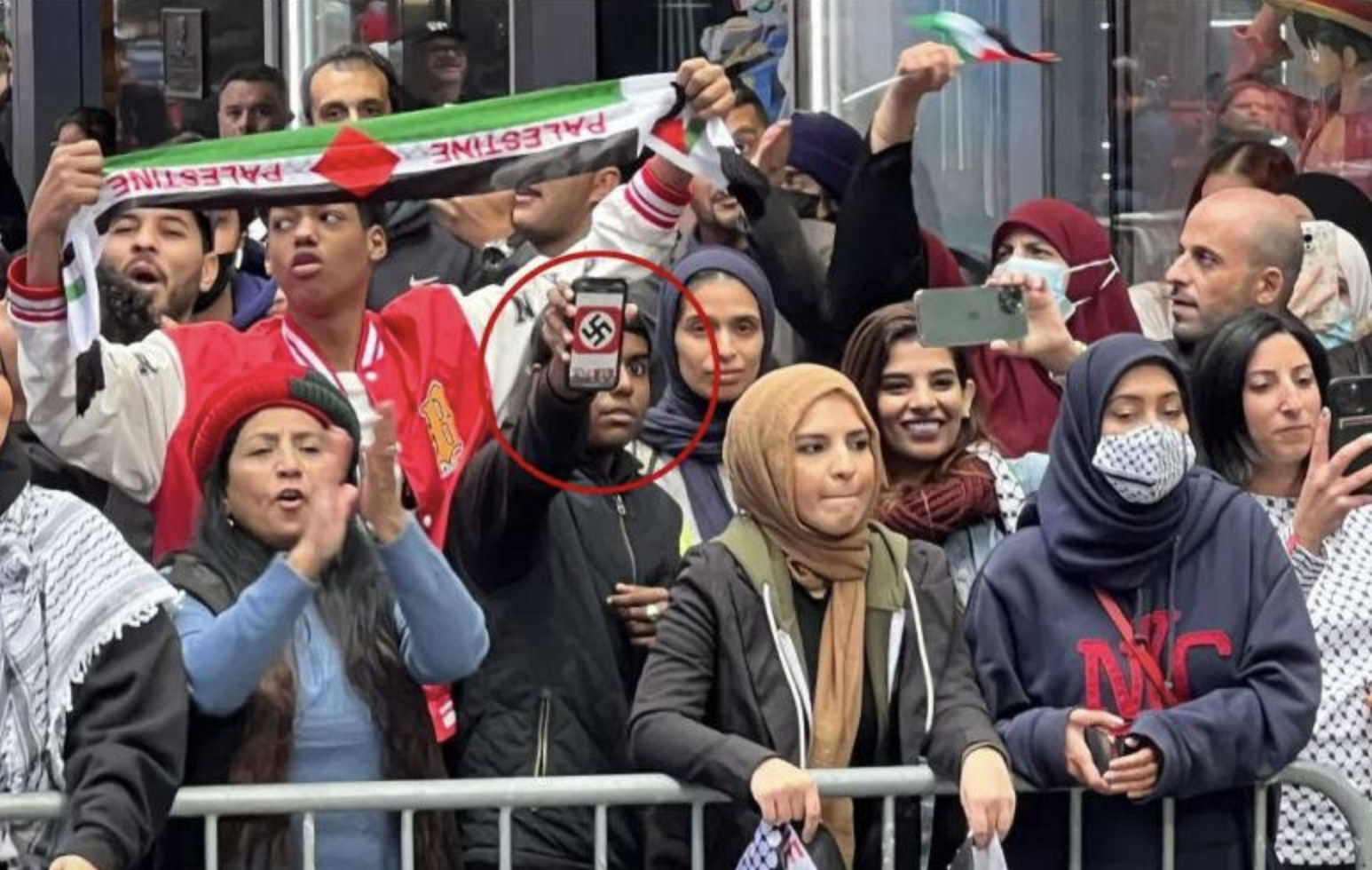 High Quality Pro Hamas Protest NYC with Swastika Blank Meme Template