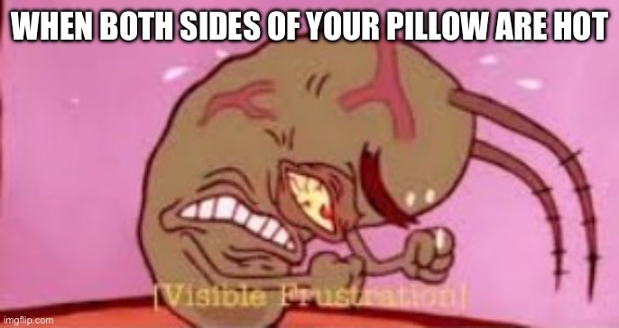VISIBLE FRUSTRATION | WHEN BOTH SIDES OF YOUR PILLOW ARE HOT | image tagged in visible frustration,relatable | made w/ Imgflip meme maker