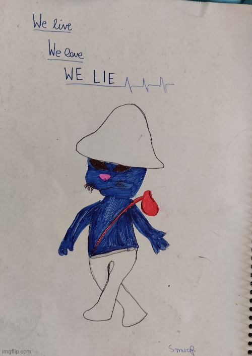 I was bored in class•́⁠ ⁠ ⁠‿⁠ ⁠,⁠•̀ | image tagged in smurf,cat,class,smurf cat,we live we love we lie | made w/ Imgflip meme maker