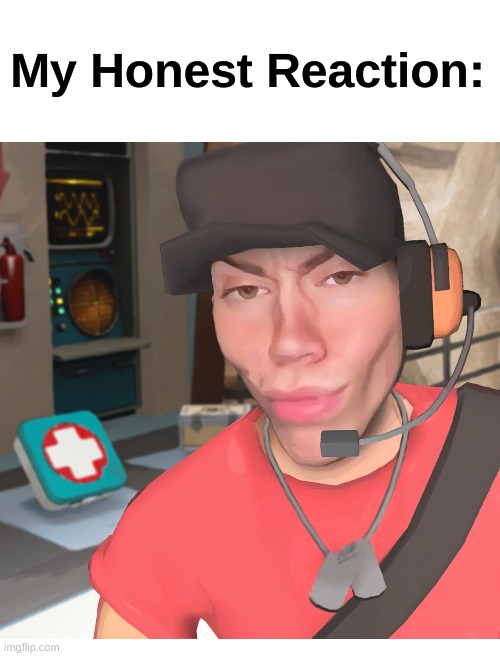 i'm too lazy to make a title | My Honest Reaction: | image tagged in blank white template,memes,tf2 | made w/ Imgflip meme maker
