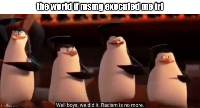 well boys we did it | the world if msmg executed me irl | image tagged in well boys we did it | made w/ Imgflip meme maker