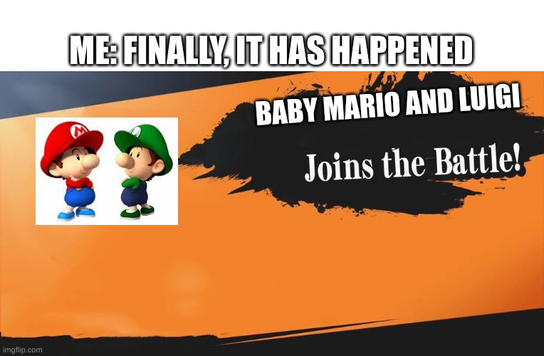 I want them so bad | ME: FINALLY, IT HAS HAPPENED; BABY MARIO AND LUIGI | image tagged in smash bros | made w/ Imgflip meme maker