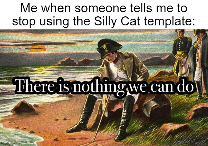 There is nothing we can do | Me when someone tells me to stop using the Silly Cat template: | image tagged in there is nothing we can do | made w/ Imgflip meme maker