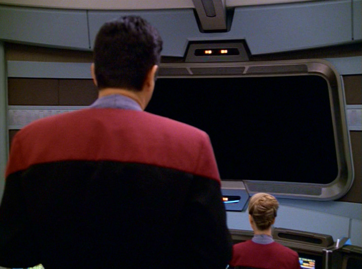 High Quality Back Of Chakotay, Looking at Voyager Viewscreen Blank Meme Template