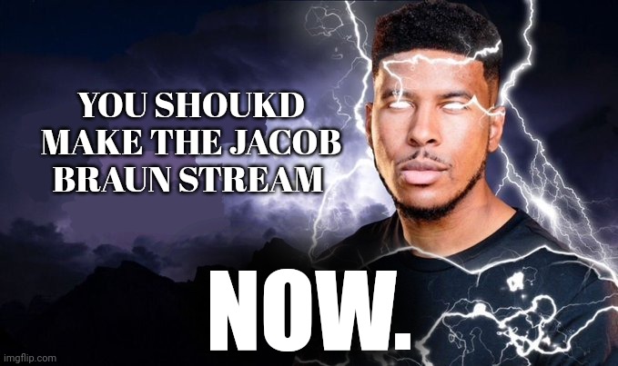You should kill yourself NOW! | YOU SHOUKD MAKE THE JACOB BRAUN STREAM NOW. | image tagged in you should kill yourself now | made w/ Imgflip meme maker