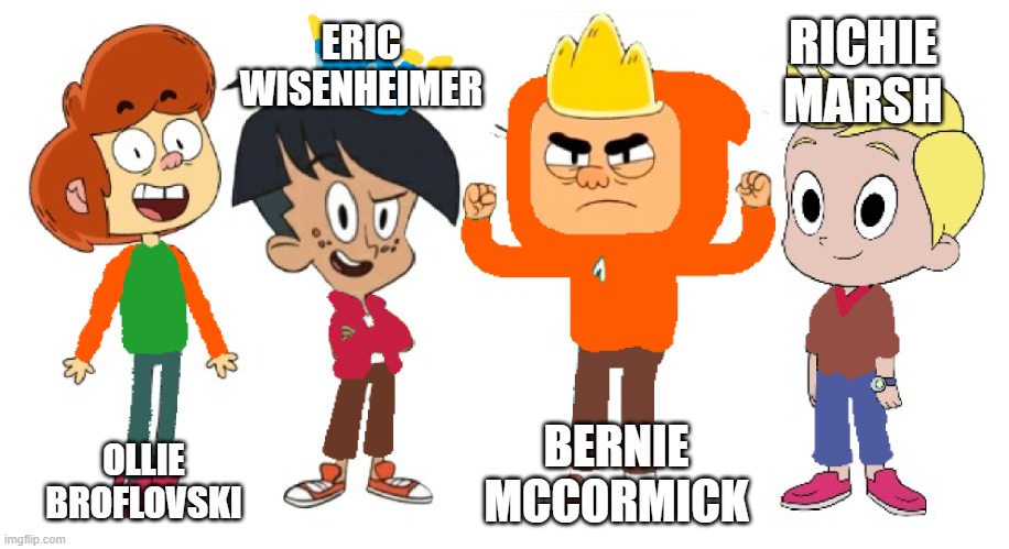The other boys | ERIC WISENHEIMER; RICHIE MARSH; BERNIE MCCORMICK; OLLIE BROFLOVSKI | image tagged in south park other boys,south park,harvey street kids,harvey girls forever,ollie's pack,rick and morty | made w/ Imgflip meme maker