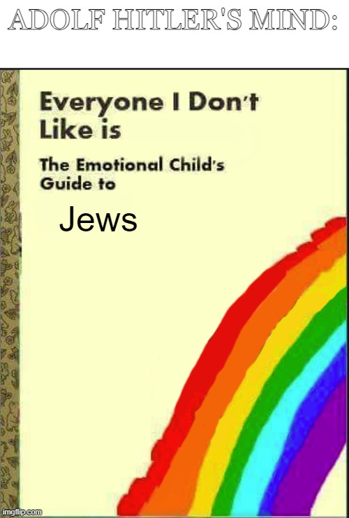 Jews | ADOLF HITLER'S MIND:; Jews | image tagged in everyone i don't like blank book | made w/ Imgflip meme maker