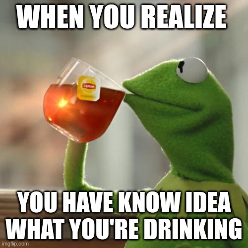 But That's None Of My Business Meme | WHEN YOU REALIZE; YOU HAVE KNOW IDEA WHAT YOU'RE DRINKING | image tagged in memes,but that's none of my business,kermit the frog | made w/ Imgflip meme maker