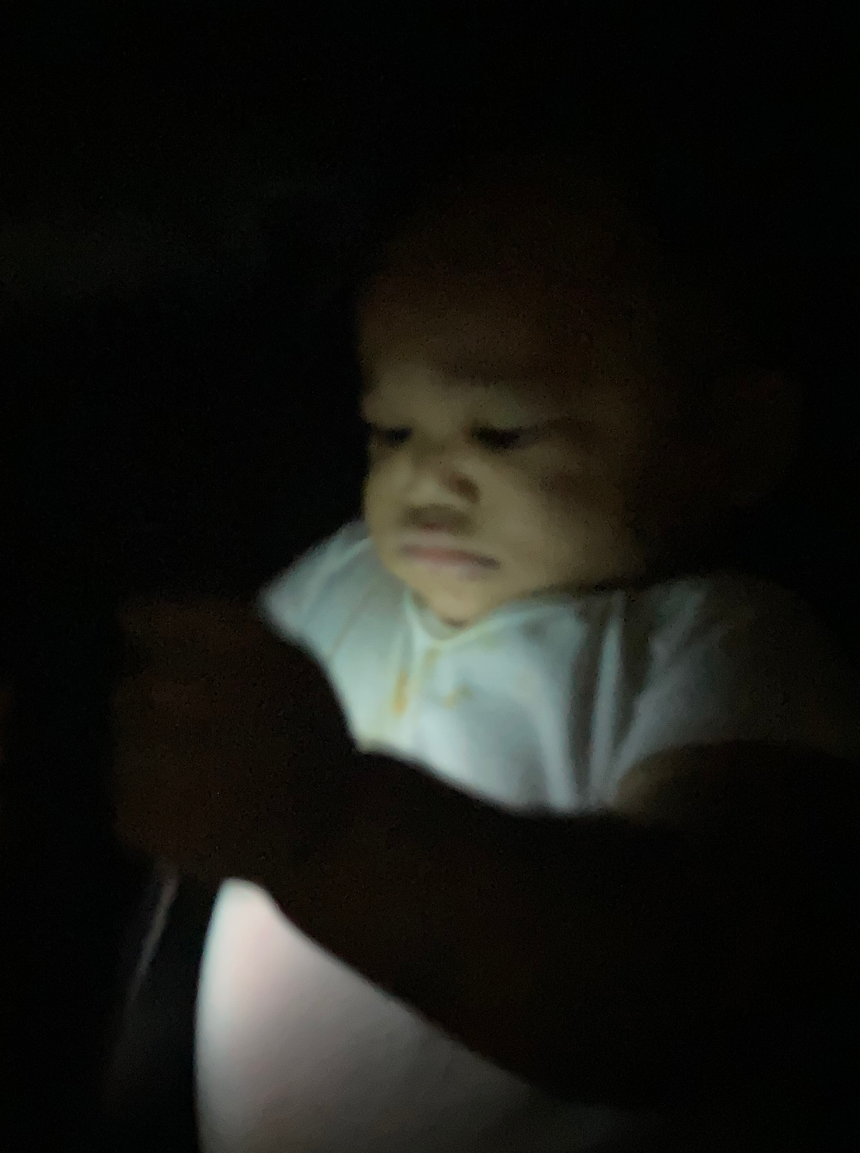 High Quality Fat baby in dark with phone Blank Meme Template
