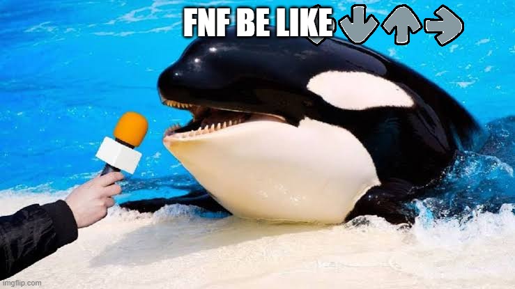 fnf | FNF BE LIKE | image tagged in orca talking into a microphone | made w/ Imgflip meme maker