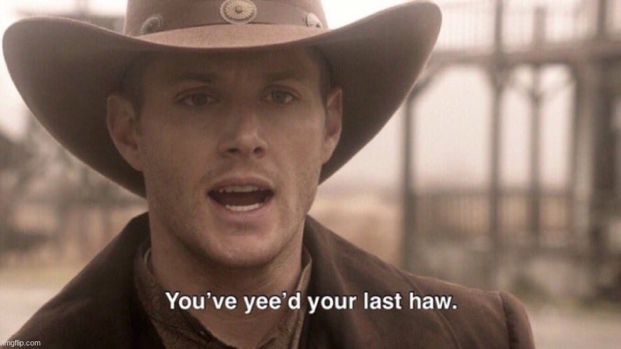 You’ve yee’d your last haw | image tagged in you ve yee d your last haw | made w/ Imgflip meme maker