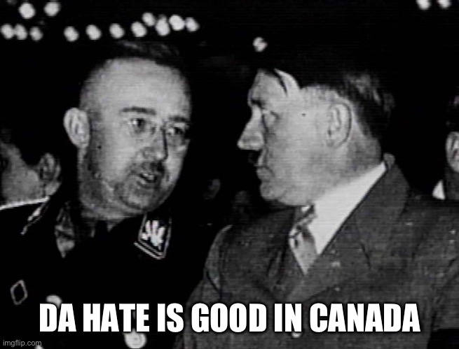 Grammar Nazis Himmler and Hitler | DA HATE IS GOOD IN CANADA | image tagged in grammar nazis himmler and hitler | made w/ Imgflip meme maker