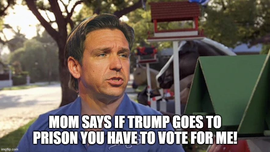 desantis | MOM SAYS IF TRUMP GOES TO PRISON YOU HAVE TO VOTE FOR ME! | made w/ Imgflip meme maker