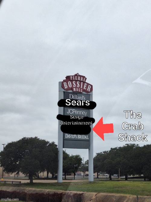 Surge Entertainment; Sears; The Crab Shack | made w/ Imgflip meme maker