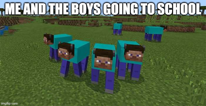 me and the boys | ME AND THE BOYS GOING TO SCHOOL | image tagged in me and the boys | made w/ Imgflip meme maker