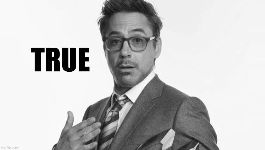 Robert Downey Jr's Comments | TRUE | image tagged in robert downey jr's comments | made w/ Imgflip meme maker