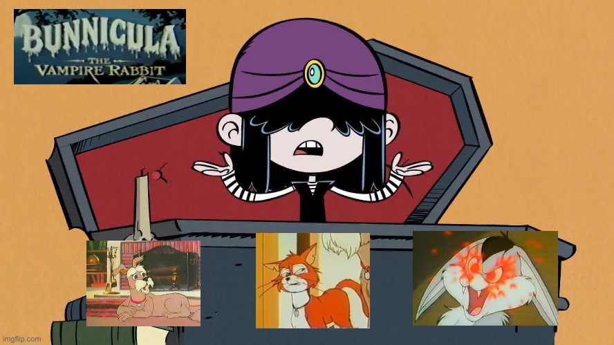 Lucy Likes Bunnicula | image tagged in halloween,the loud house,girl,spooky,horror,children | made w/ Imgflip meme maker