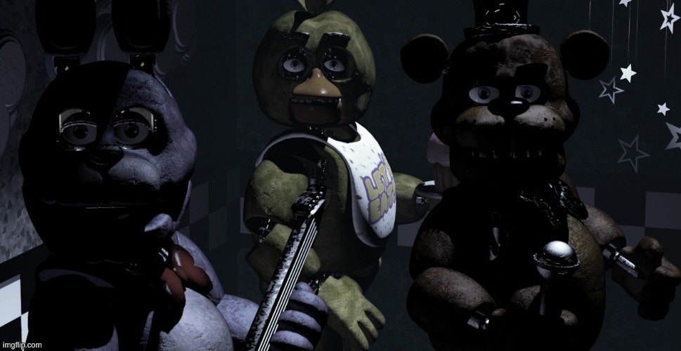 FNAF 1 Animatronics Staring at You | image tagged in fnaf 1 animatronics staring at you | made w/ Imgflip meme maker