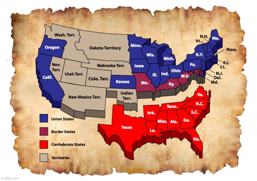 image tagged in civil war map,confederacy,map,maps | made w/ Imgflip meme maker