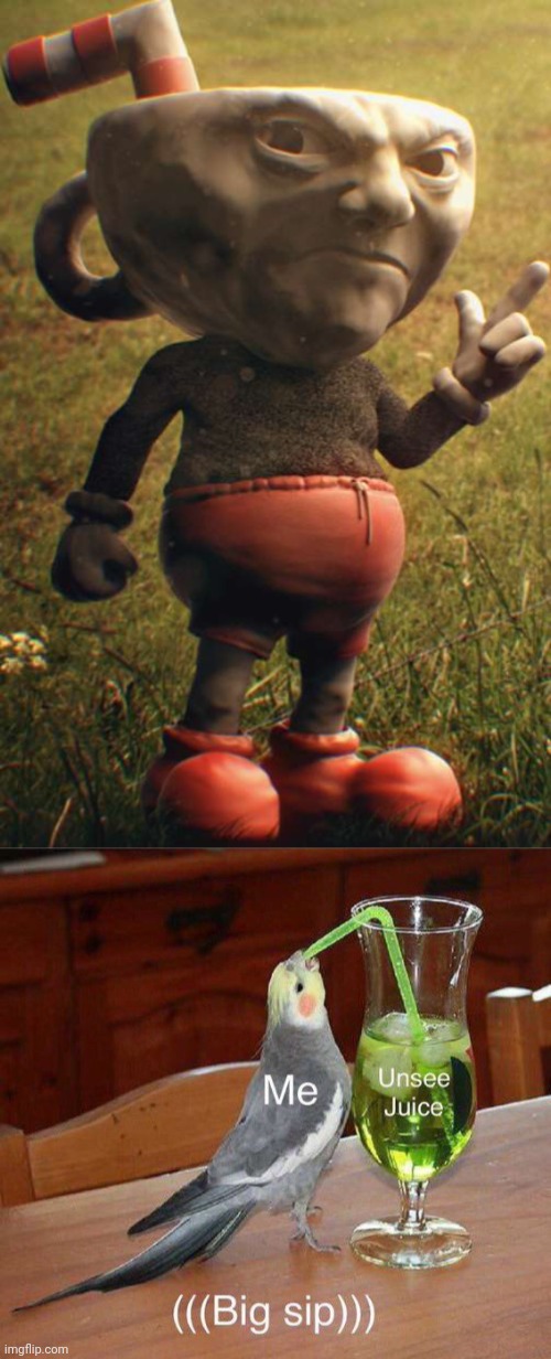 Cursed Cuphead | image tagged in unsee juice big sip,cursed,cuphead,cursed image,memes,unsee | made w/ Imgflip meme maker