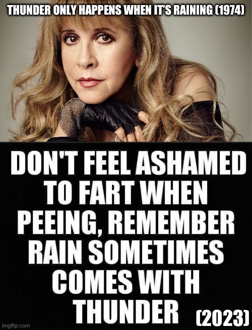 Dreams then and now | THUNDER ONLY HAPPENS WHEN IT’S RAINING (1974); (2023) | image tagged in stevie nicks,dreams | made w/ Imgflip meme maker