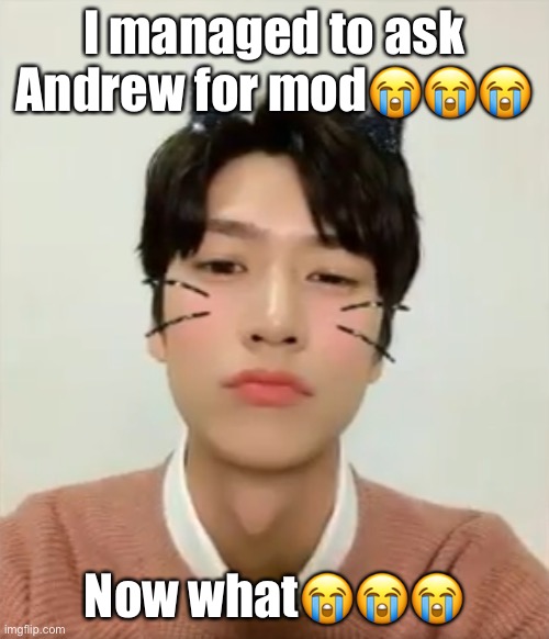 I’m high number 2 | I managed to ask Andrew for mod😭😭😭; Now what😭😭😭 | image tagged in i m high number 2 | made w/ Imgflip meme maker