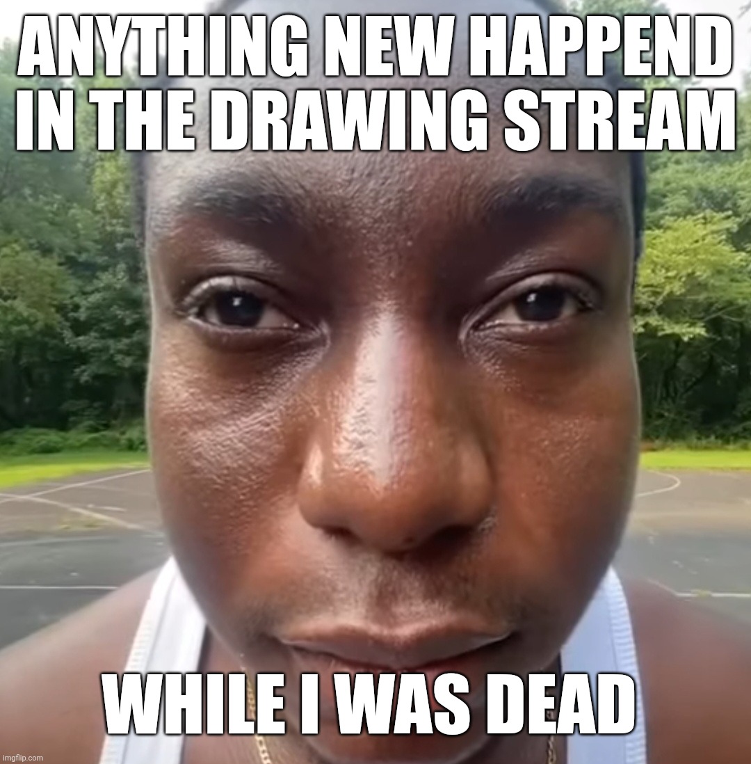 Send help | ANYTHING NEW HAPPEND IN THE DRAWING STREAM; WHILE I WAS DEAD | made w/ Imgflip meme maker