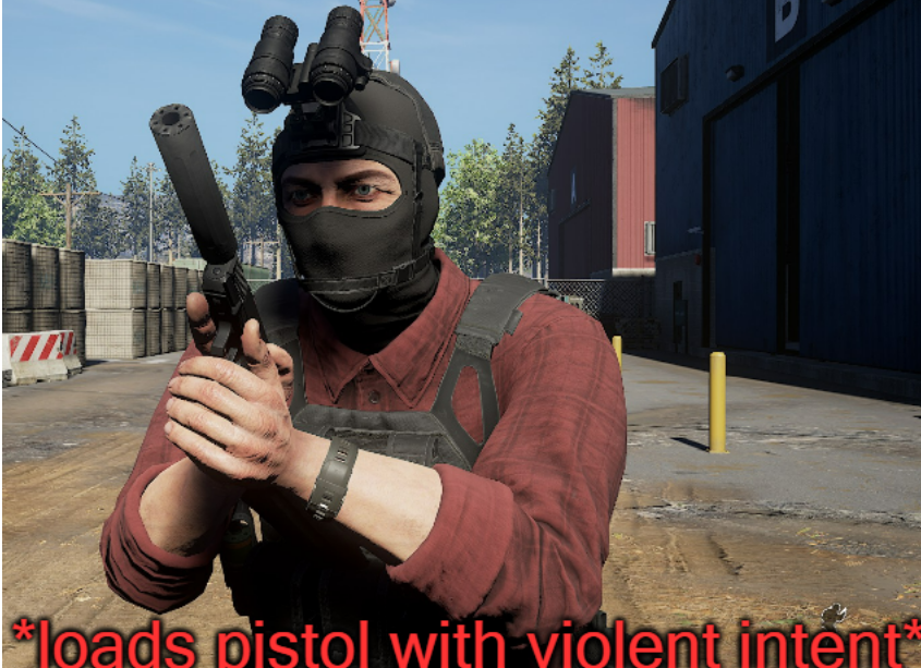 High Quality loads pistol with violent intent Blank Meme Template