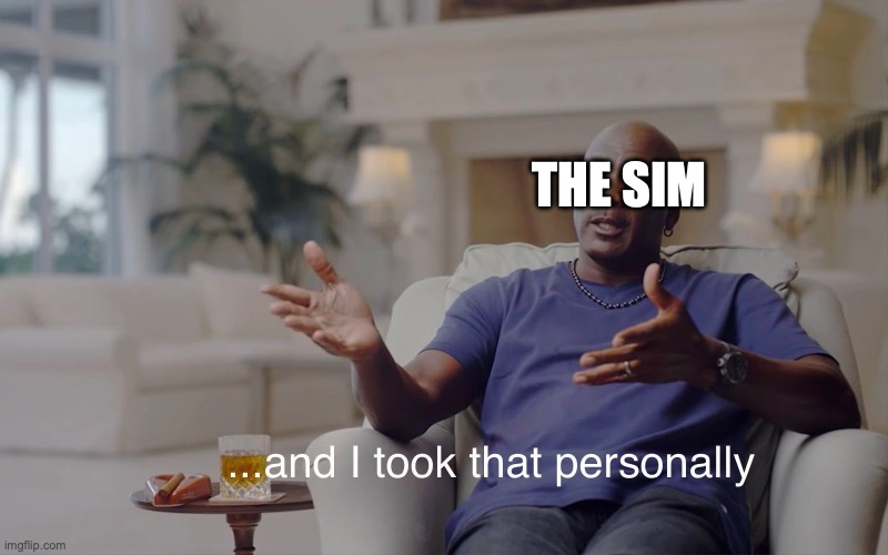 and I took that personally | THE SIM | image tagged in and i took that personally | made w/ Imgflip meme maker