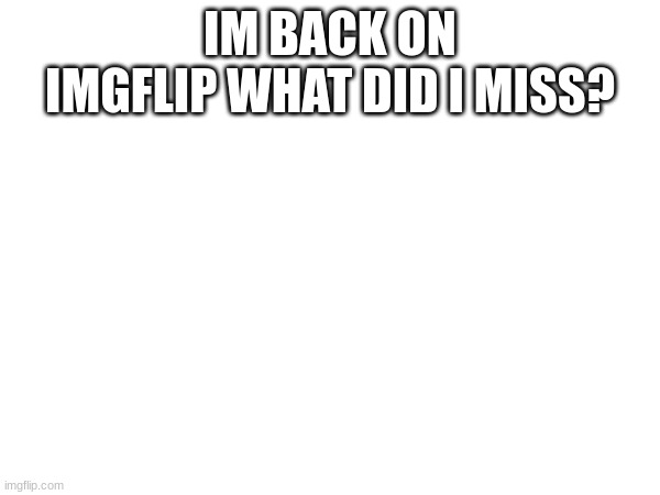 Meme_Bro_4432 is back | IM BACK ON IMGFLIP WHAT DID I MISS? | image tagged in guess who's back,back again | made w/ Imgflip meme maker
