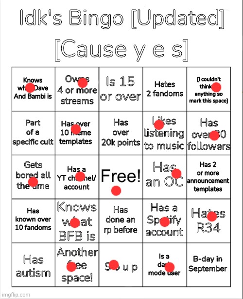 Idk's Bingo [Updated Version] | image tagged in idk's bingo updated version | made w/ Imgflip meme maker