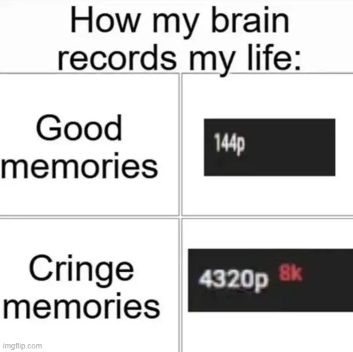 image tagged in brain,memories,quality,relatable memes | made w/ Imgflip meme maker