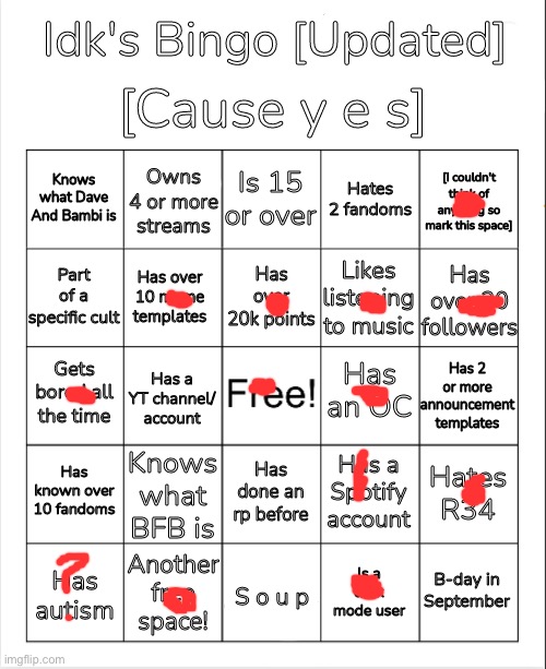 Idk's Bingo [Updated Version] | image tagged in idk's bingo updated version | made w/ Imgflip meme maker