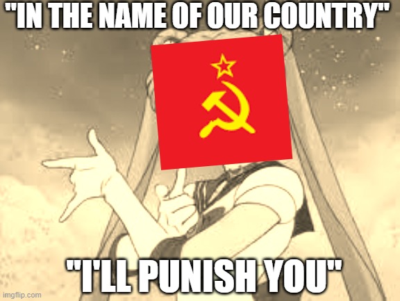 Sailor Moon Punishes | "IN THE NAME OF OUR COUNTRY"; "I'LL PUNISH YOU" | image tagged in sailor moon punishes | made w/ Imgflip meme maker