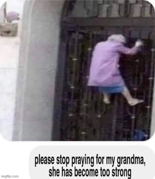Stop praying please | image tagged in grandma | made w/ Imgflip meme maker