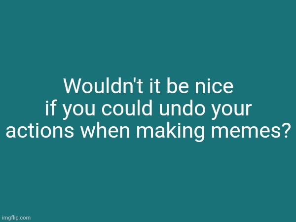 Would it be? | Wouldn't it be nice if you could undo your actions when making memes? | image tagged in memes,funny | made w/ Imgflip meme maker