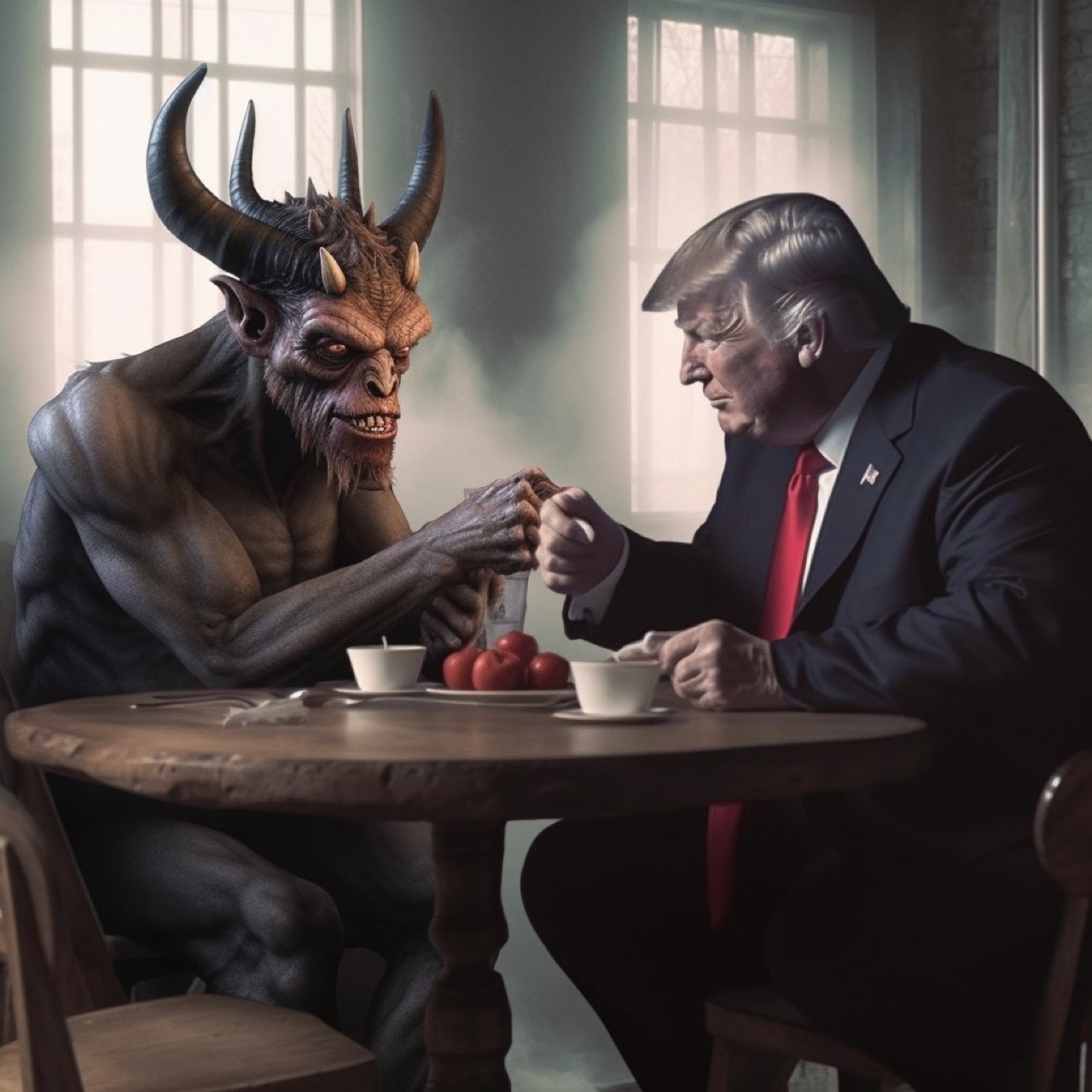 Trump and the devil Blank Meme Template