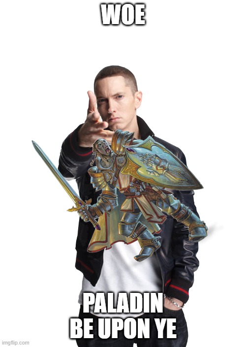 Woe, ____ be upon ye | WOE; PALADIN BE UPON YE | image tagged in woe ____ be upon ye | made w/ Imgflip meme maker