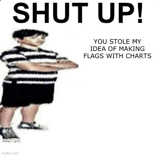 SHUT UP! My dad works for | YOU STOLE MY IDEA OF MAKING FLAGS WITH CHARTS | image tagged in shut up my dad works for | made w/ Imgflip meme maker