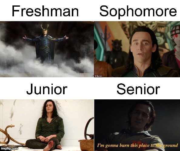 the last one hahahah | image tagged in loki,high school,barney will eat all of your delectable biscuits,oh wow are you actually reading these tags | made w/ Imgflip meme maker