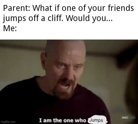 I'd do anything for Addy. | image tagged in parents,parenting,jump,cliff,friends,so true memes | made w/ Imgflip meme maker